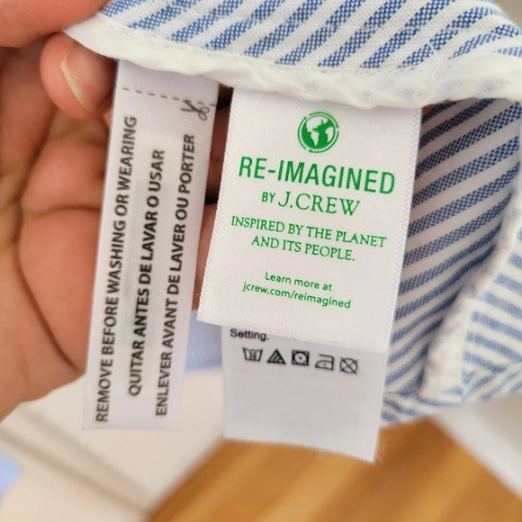 J. Crew Oxford White Blue Cotton A-line Shirtdress Size 0 - Picture 12 of 16